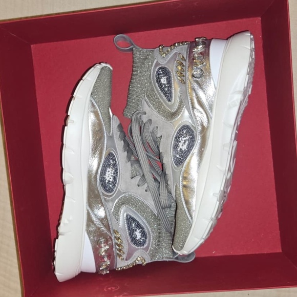 Valentino Garavani Shoes - Valentino silver sneakers